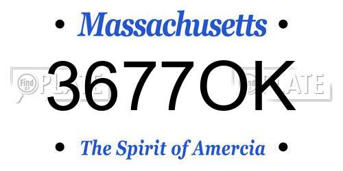 3677OK Massachusetts License Plate