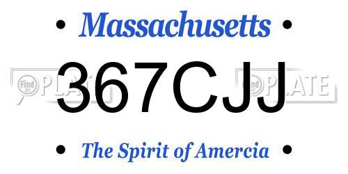 367CJJ Massachusetts License Plate