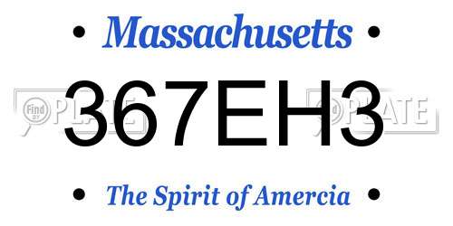 367EH3 Massachusetts License Plate