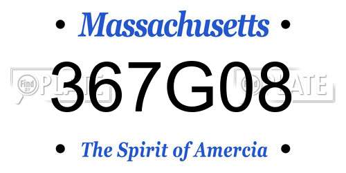367G08 Massachusetts License Plate