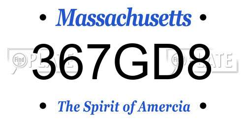 367GD8 Massachusetts License Plate