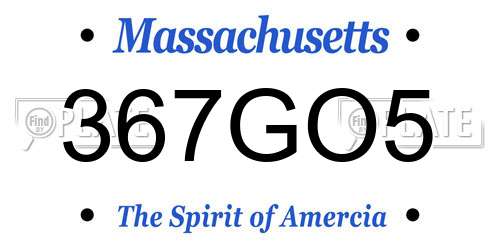 367GO5 Massachusetts License Plate