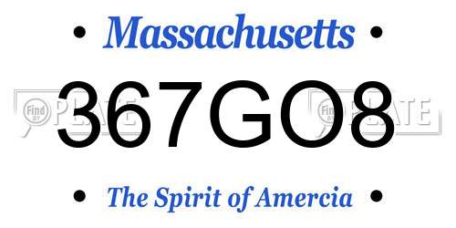 367GO8 Massachusetts License Plate