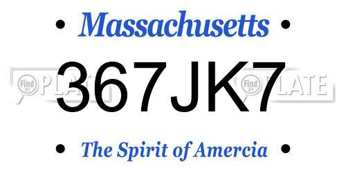 367JK7 Massachusetts License Plate
