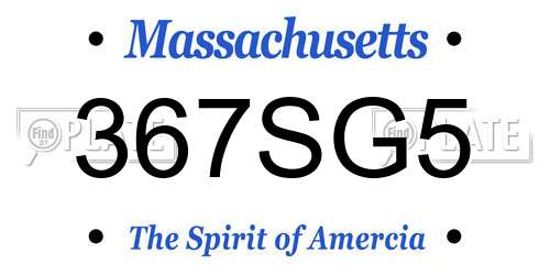367SG5 Massachusetts License Plate