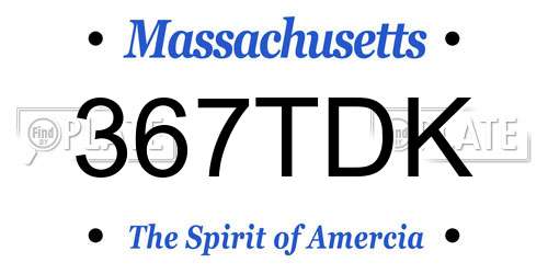 367TDK Massachusetts License Plate