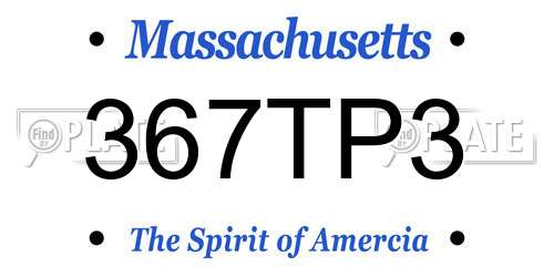 367TP3 Massachusetts License Plate