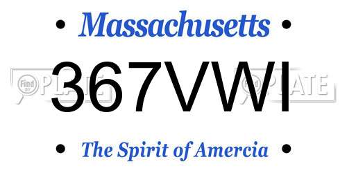 367VWI Massachusetts License Plate