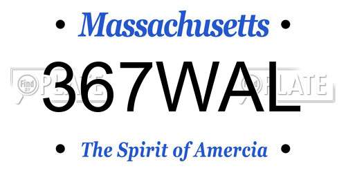 367WAL Massachusetts License Plate