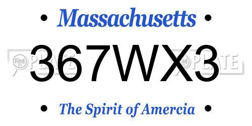 367WX3 Massachusetts License Plate