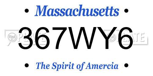 367WY6 Massachusetts License Plate