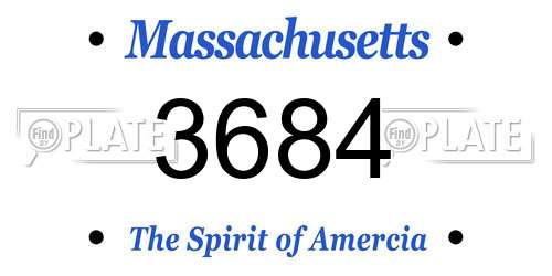 3684 Massachusetts License Plate