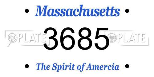 3685 Massachusetts License Plate