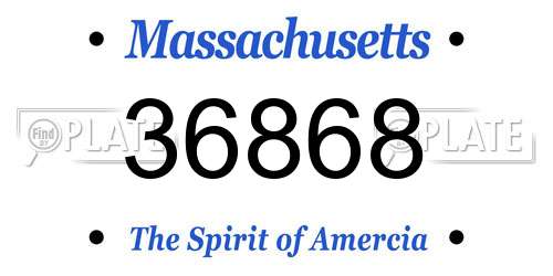 36868 Massachusetts License Plate