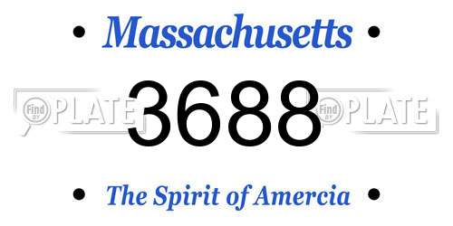 3688 Massachusetts License Plate