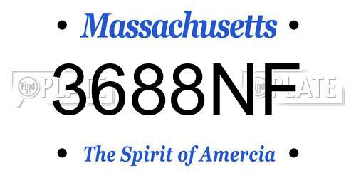 3688NF Massachusetts License Plate