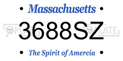 3688SZ Massachusetts License Plate