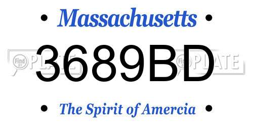 3689BD Massachusetts License Plate