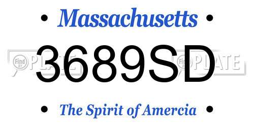 3689SD Massachusetts License Plate