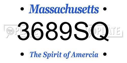 3689SQ Massachusetts License Plate