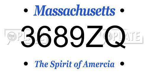 3689ZQ Massachusetts License Plate