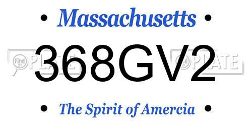 368GV2 Massachusetts License Plate