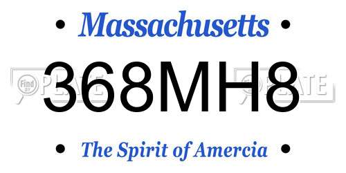 368MH8 Massachusetts License Plate