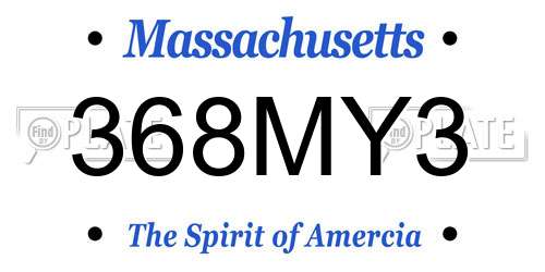 368MY3 Massachusetts License Plate