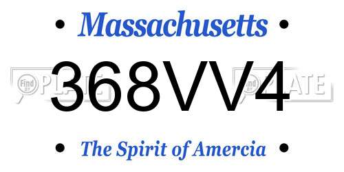 368VV4 Massachusetts License Plate