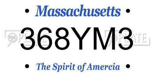 368YM3 Massachusetts License Plate