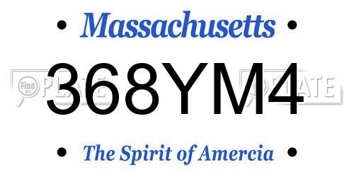 368YM4 Massachusetts License Plate