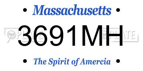 3691MH Massachusetts License Plate