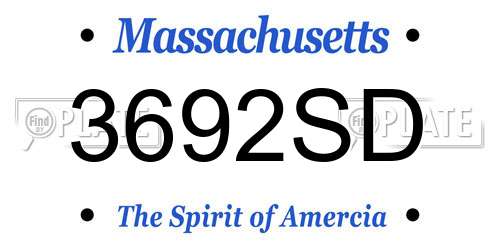 3692SD Massachusetts License Plate