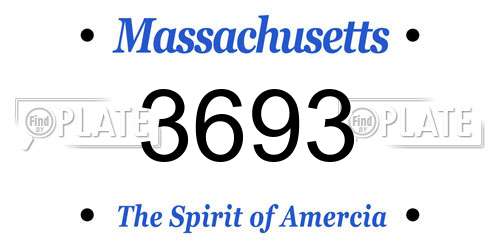 3693 Massachusetts License Plate