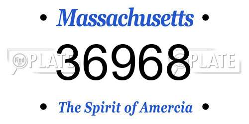 36968 Massachusetts License Plate
