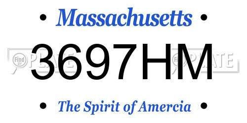 3697HM Massachusetts License Plate