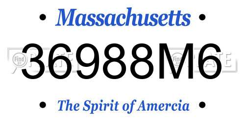 36988M6 Massachusetts License Plate