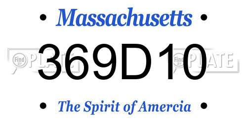 369D10 Massachusetts License Plate