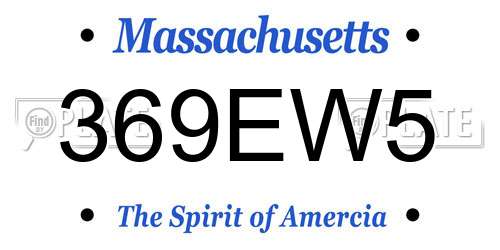 369EW5 Massachusetts License Plate
