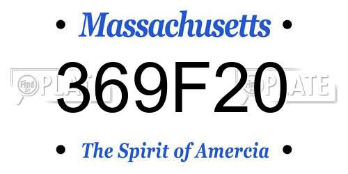369F20 Massachusetts License Plate