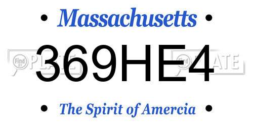 369HE4 Massachusetts License Plate