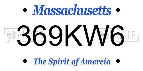 369KW6 Massachusetts License Plate
