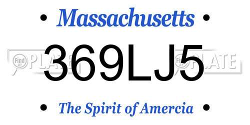 369LJ5 Massachusetts License Plate