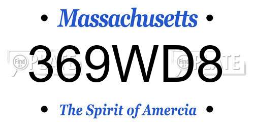 369WD8 Massachusetts License Plate