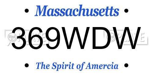 369WDW Massachusetts License Plate