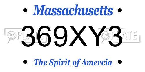 369XY3 Massachusetts License Plate