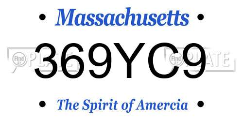 369YC9 Massachusetts License Plate