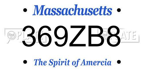 369ZB8 Massachusetts License Plate