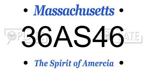 36AS46 Massachusetts License Plate