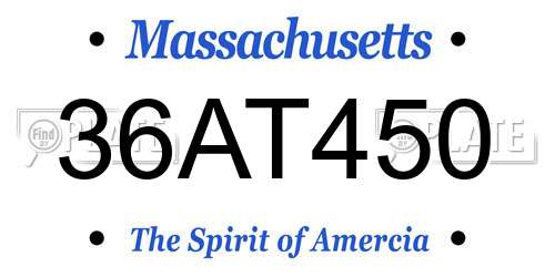 36AT450 Massachusetts License Plate